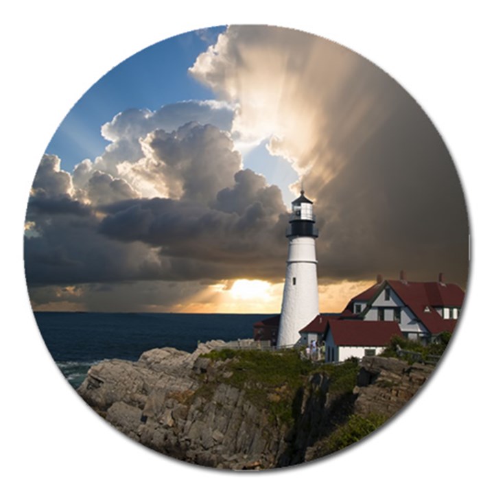 Lighthouse Beacon Light House Magnet 5  (Round)