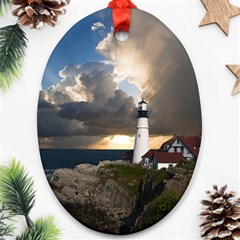 Lighthouse Beacon Light House Oval Ornament (Two Sides)