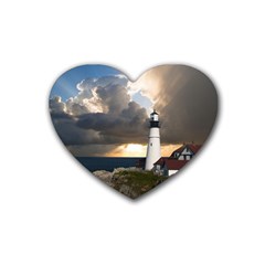 Lighthouse Beacon Light House Heart Coaster (4 Pack)  by Nexatart