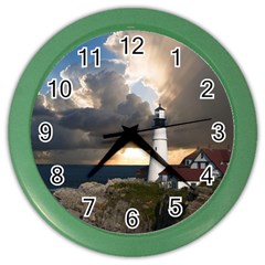 Lighthouse Beacon Light House Color Wall Clocks by Nexatart