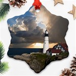 Lighthouse Beacon Light House Snowflake Ornament (Two Sides) Front