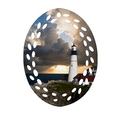 Lighthouse Beacon Light House Ornament (Oval Filigree)