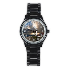 Lighthouse Beacon Light House Stainless Steel Round Watch by Nexatart