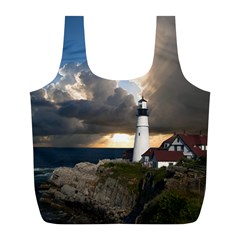 Lighthouse Beacon Light House Full Print Recycle Bags (L) 