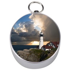 Lighthouse Beacon Light House Silver Compasses by Nexatart