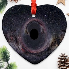 Black Hole Blue Space Galaxy Star Heart Ornament (two Sides) by Mariart