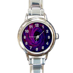 Black Hole Rainbow Blue Purple Round Italian Charm Watch by Mariart