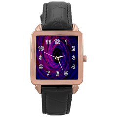 Black Hole Rainbow Blue Purple Rose Gold Leather Watch 