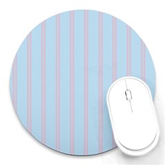 Bleu Pink Line Vertical Round Mousepads by Mariart