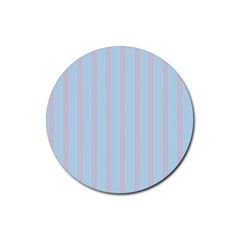 Bleu Pink Line Vertical Rubber Coaster (round)  by Mariart