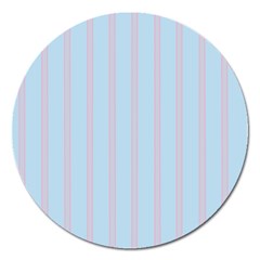 Bleu Pink Line Vertical Magnet 5  (round) by Mariart