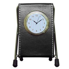 Bleu Pink Line Vertical Pen Holder Desk Clocks