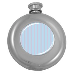 Bleu Pink Line Vertical Round Hip Flask (5 Oz) by Mariart