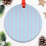 Bleu Pink Line Vertical Round Ornament (Two Sides) Front