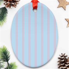 Bleu Pink Line Vertical Oval Ornament (two Sides) by Mariart