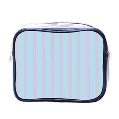 Bleu Pink Line Vertical Mini Toiletries Bags by Mariart