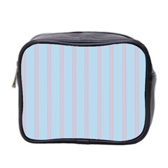 Bleu Pink Line Vertical Mini Toiletries Bag 2-side by Mariart