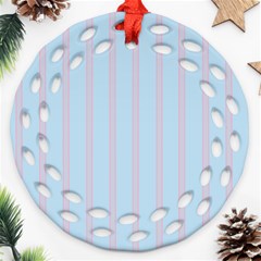 Bleu Pink Line Vertical Round Filigree Ornament (two Sides) by Mariart