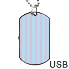 Bleu Pink Line Vertical Dog Tag Usb Flash (one Side) by Mariart