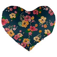 Aloha Hawaii Flower Floral Sexy Large 19  Premium Heart Shape Cushions