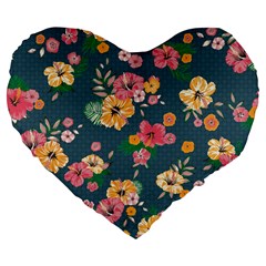 Aloha Hawaii Flower Floral Sexy Large 19  Premium Flano Heart Shape Cushions by Mariart