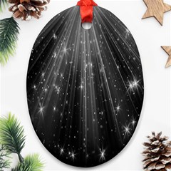 Black Rays Light Stars Space Ornament (Oval)