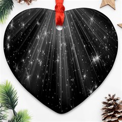 Black Rays Light Stars Space Ornament (Heart)