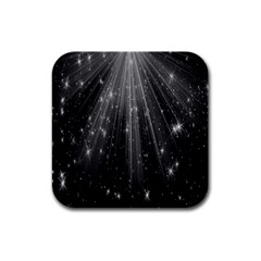 Black Rays Light Stars Space Rubber Square Coaster (4 Pack)  by Mariart