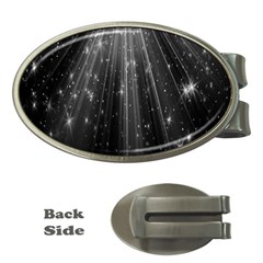 Black Rays Light Stars Space Money Clips (Oval) 