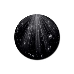 Black Rays Light Stars Space Rubber Round Coaster (4 Pack)  by Mariart