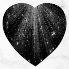 Black Rays Light Stars Space Jigsaw Puzzle (Heart)