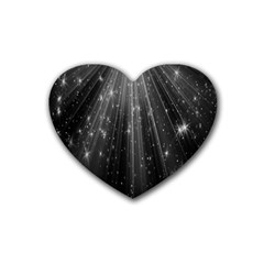 Black Rays Light Stars Space Rubber Coaster (heart)  by Mariart