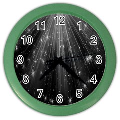 Black Rays Light Stars Space Color Wall Clocks