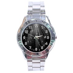 Black Rays Light Stars Space Stainless Steel Analogue Watch