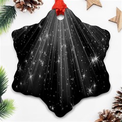 Black Rays Light Stars Space Snowflake Ornament (Two Sides)