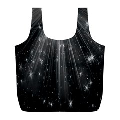 Black Rays Light Stars Space Full Print Recycle Bags (l)  by Mariart