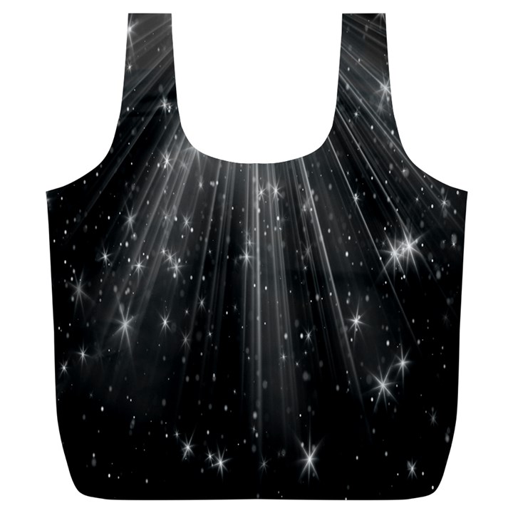 Black Rays Light Stars Space Full Print Recycle Bags (L) 