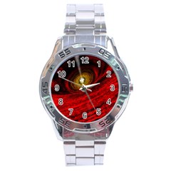 Black Red Space Hole Stainless Steel Analogue Watch by Mariart