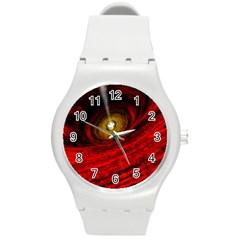 Black Red Space Hole Round Plastic Sport Watch (M)