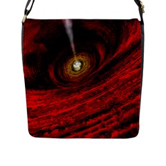 Black Red Space Hole Flap Messenger Bag (L) 