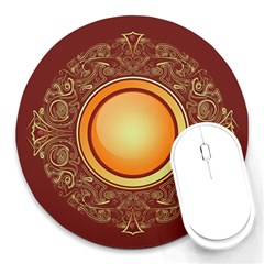 Badge Gilding Sun Red Oriental Round Mousepads by Nexatart