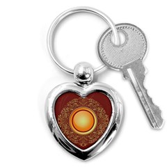 Badge Gilding Sun Red Oriental Key Chains (heart)  by Nexatart