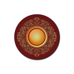 Badge Gilding Sun Red Oriental Rubber Round Coaster (4 Pack)  by Nexatart