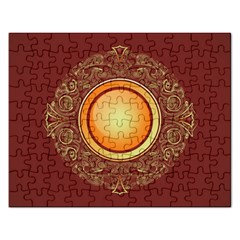 Badge Gilding Sun Red Oriental Rectangular Jigsaw Puzzl by Nexatart