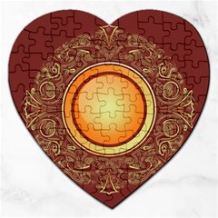 Badge Gilding Sun Red Oriental Jigsaw Puzzle (heart) by Nexatart