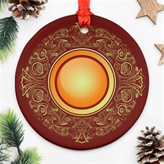 Badge Gilding Sun Red Oriental Round Ornament (two Sides) by Nexatart