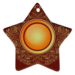 Badge Gilding Sun Red Oriental Star Ornament (two Sides) by Nexatart