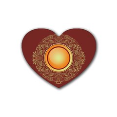 Badge Gilding Sun Red Oriental Rubber Coaster (heart)  by Nexatart