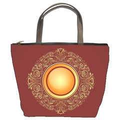 Badge Gilding Sun Red Oriental Bucket Bags by Nexatart