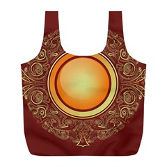 Badge Gilding Sun Red Oriental Full Print Recycle Bags (l)  by Nexatart